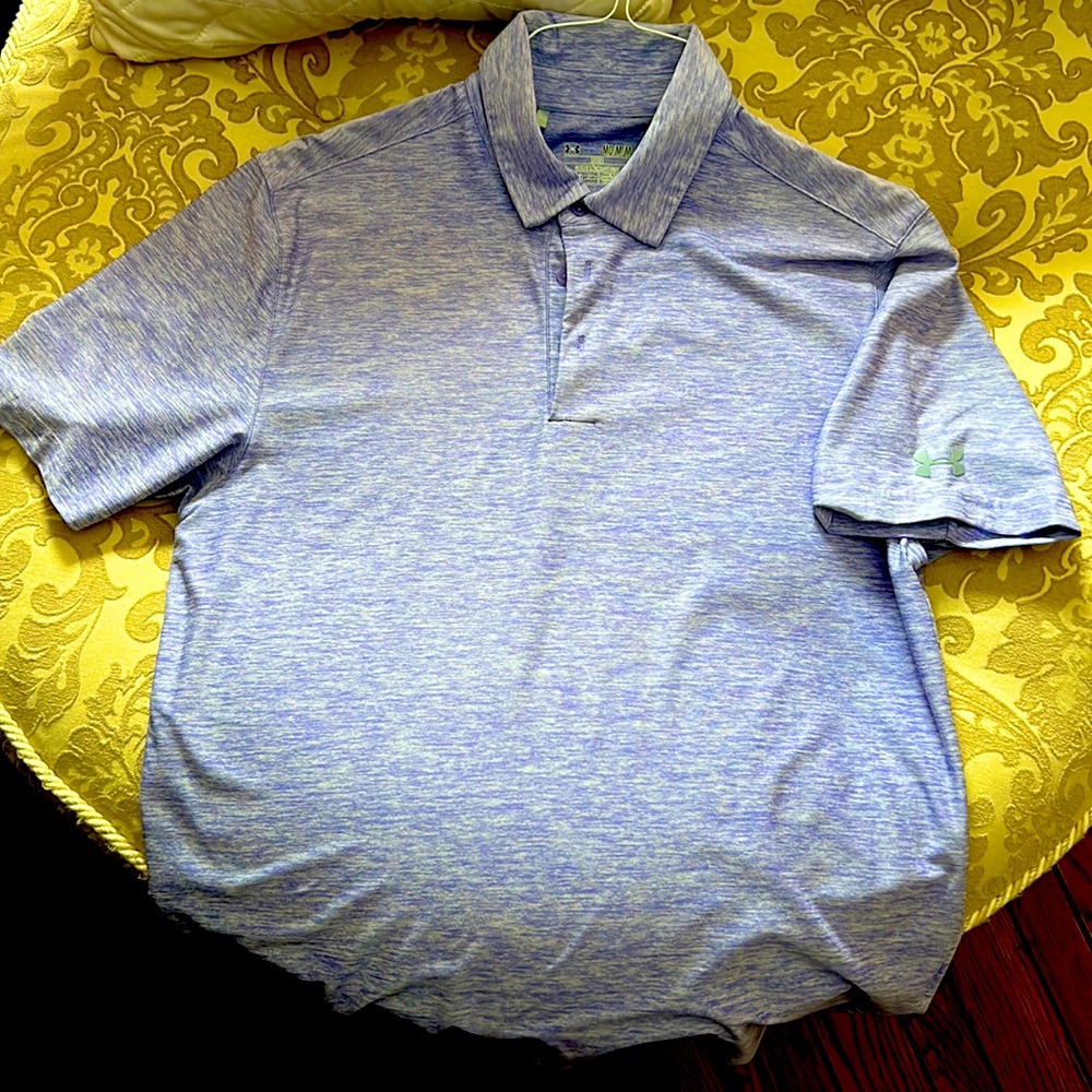 Under Armour Heat Gear Loose Medium‎ Purple Heather Polo Golf Shirt Men's